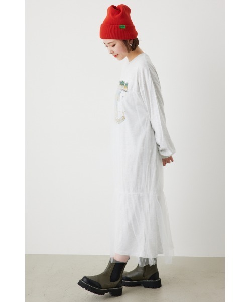 RODEO CROWNS WIDE BOWL（ロデオクラウンズワイドボウル）の「FLORIDA チュールドッキングワンピース（ワンピース・レディース・グレー×ホワイト/ブラック/オフホワイト・FREE）」の19枚目の写真