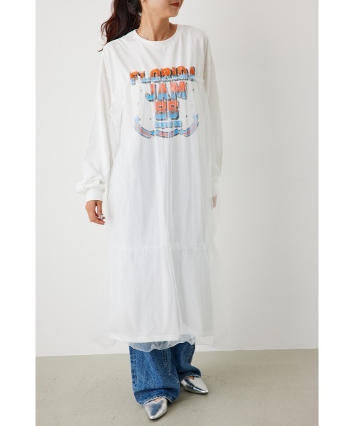 RODEO CROWNS WIDE BOWL（ロデオクラウンズワイドボウル）の「FLORIDA チュールドッキングワンピース（ワンピース・レディース・グレー×ホワイト/ブラック/オフホワイト・FREE）」の22枚目の写真