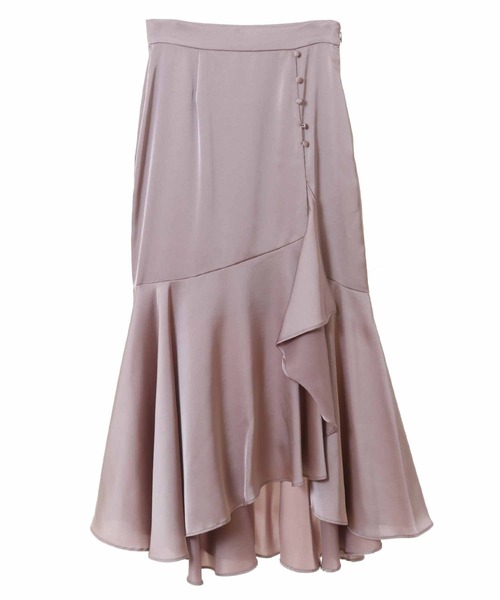 31 Sons de mode(トランテアン ソン ドゥ モード)の「サテンラッフルスカート(スカート・レディース・クリーム/ピンク・36/38)」の2枚目の写真