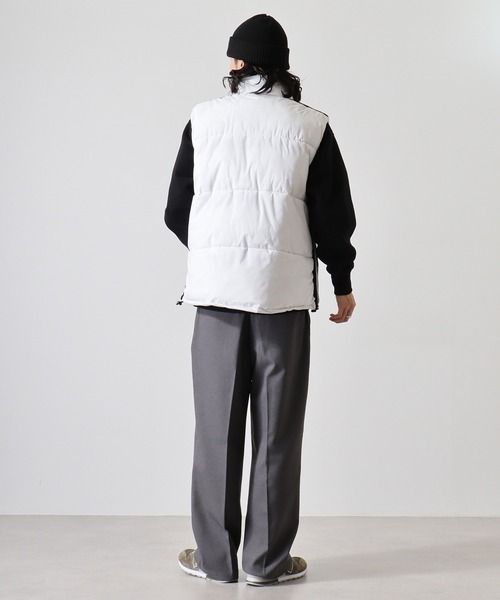 CPG ダウンベスト ホワイト(サイズM)/ブラック、パンツ(サイズM) セール】SUGGESTION 中綿スタンドベスト（ダウンベスト）｜SUGGESTION