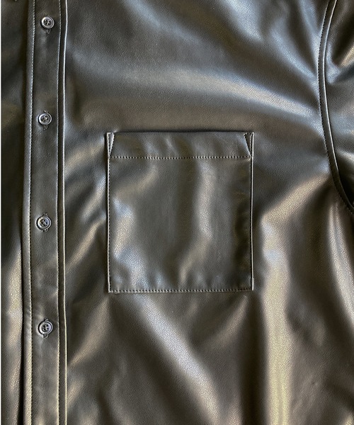 PICSAS（ピクサス）の「【PICSAS】フェイクレザーオーバーサイズシャツ（シャツ/ブラウス・メンズ・ブラック/ダークブラウン・M/L）」の18枚目の写真