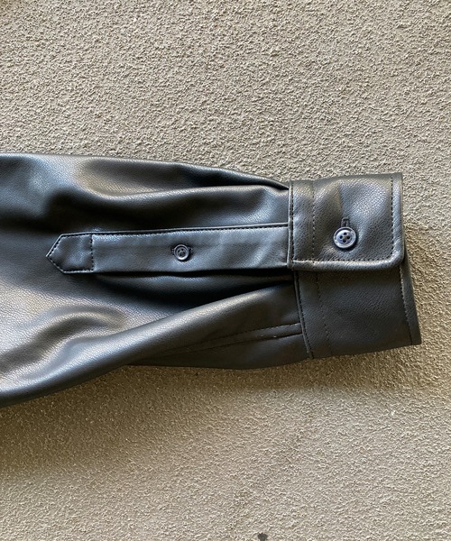 PICSAS（ピクサス）の「【PICSAS】フェイクレザーオーバーサイズシャツ（シャツ/ブラウス・メンズ・ブラック/ダークブラウン・M/L）」の20枚目の写真