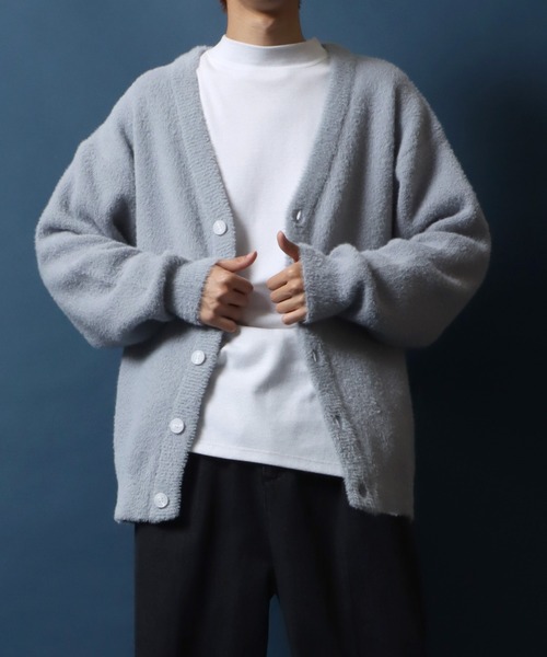 ANPAS(アンパス)の「Feather Yarn Loosesized Knit Cardigan/フェザーヤーン ルーズサイズ ニット カーディガン(カーディガン/ボレロ・メンズ・ターコイズブルー/ブルー/アイボリー/ブラック/マスタード/ライトグレー/チャコール/ワイン・L/M)」の10枚目の写真