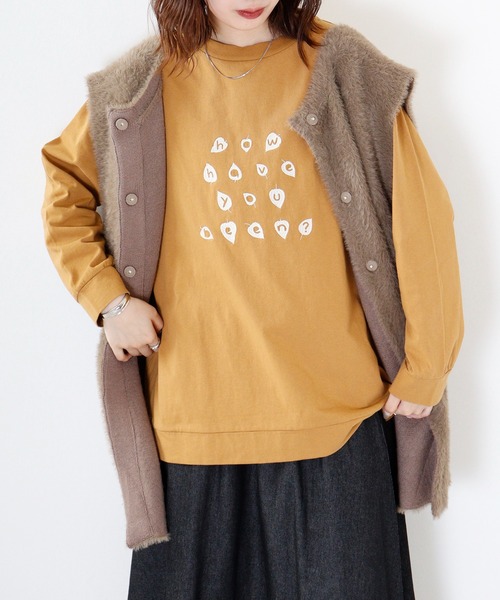 EMAGO 葉っぱﾛｺﾞ刺繍ﾁｭﾆｯｸ（Tシャツ/カットソー）｜Emago