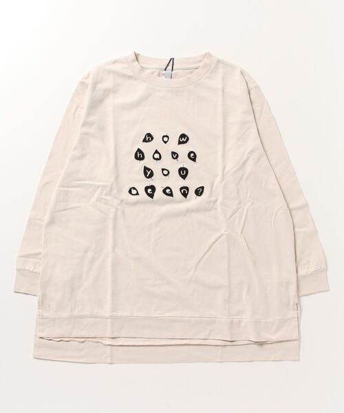 Emago(イマゴ)の「EMAGO 葉っぱロゴ刺繍チュニック(Tシャツ/カットソー・レディース・ベージュ/マスタード/ネイビー・FREE)」の12枚目の写真