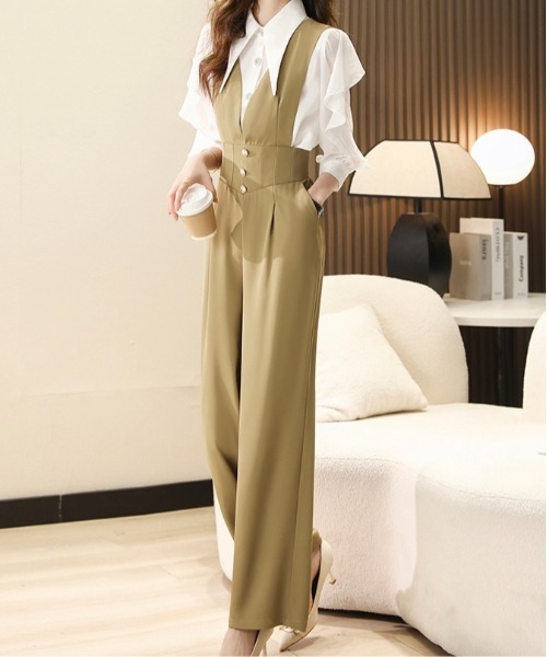 Burner（バーナー）の「【OKUOKU　0909】サロペット / オーバーオール oku-bottom-708063034460-53（サロペット/オーバーオール・レディース・オリーブ/ブラック・M/L）」の7枚目の写真