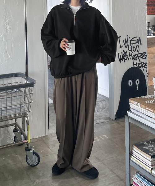 Chillfar(チルファー)の「ハーフジップスウェット(スウェット・レディース・ブラック/ホワイト/オートミール/ネイビー/ベージュ/杢グレー/ブルー・FREE)」の20枚目の写真