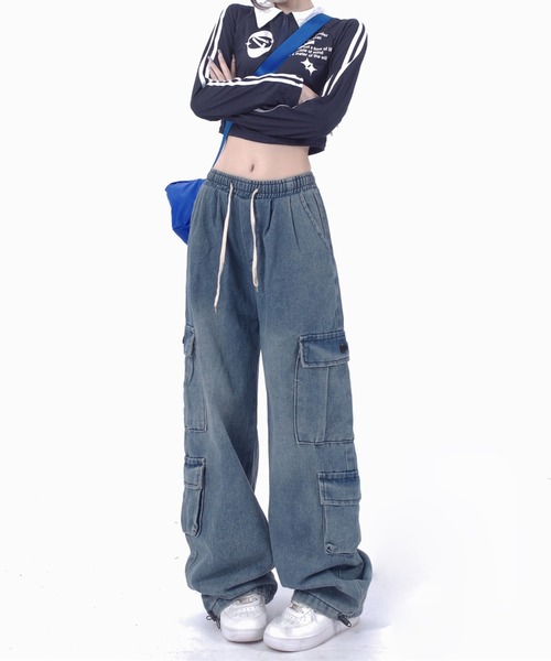 ROOPTOKYO（ループトウキョウ）の「▲4Pocket Cargo Denim / 4ポケットカーゴデニムパンツ（カーゴパンツ・レディース・ブルー/ブラック・M/L/S）」の8枚目の写真