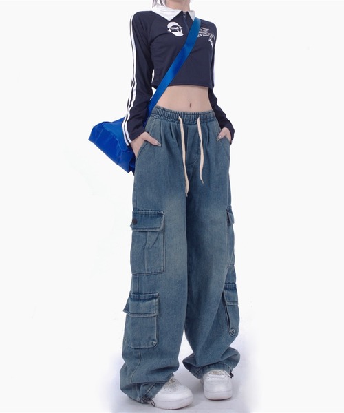 ROOPTOKYO（ループトウキョウ）の「▲4Pocket Cargo Denim / 4ポケットカーゴデニムパンツ（カーゴパンツ・レディース・ブルー/ブラック・M/L/S）」の9枚目の写真