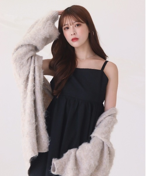 mellowneon（メロウネオン）の「シャギーニットカーディガン（カーディガン/ボレロ・レディース・ピンク/ベージュ/オフホワイト/グレー・FREE）」の9枚目の写真