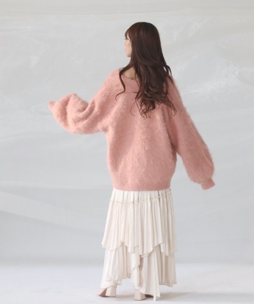mellowneon シャギーカーディガン ピンク mellowneon（メロウネオン）の「シャギーニットカーディガン
