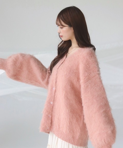mellowneon（メロウネオン）の「シャギーニットカーディガン（カーディガン/ボレロ・レディース・ピンク/ベージュ/オフホワイト/グレー・FREE）」の20枚目の写真
