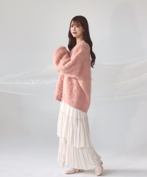 mellowneon シャギーカーディガン ピンク mellowneon（メロウネオン）の「シャギーニットカーディガン