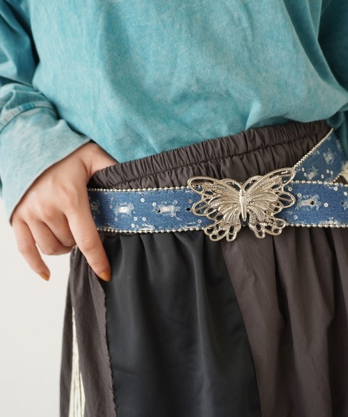 BARELY BLUE（ベアリーブルー）の「【 BARELY BLUE / ベアリーブルー 】 バタフライ バックル ベルト（ベルト・レディース・ブラック/ブルー/ライトブルー・FREE）」の3枚目の写真