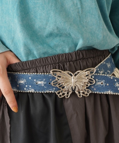 BARELY BLUE（ベアリーブルー）の「【 BARELY BLUE / ベアリーブルー 】 バタフライ バックル ベルト（ベルト・レディース・ブラック/ブルー/ライトブルー・FREE）」の8枚目の写真