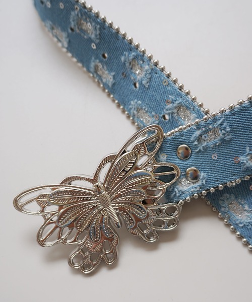 BARELY BLUE（ベアリーブルー）の「【 BARELY BLUE / ベアリーブルー 】 バタフライ バックル ベルト（ベルト・レディース・ブラック/ブルー/ライトブルー・FREE）」の10枚目の写真