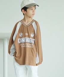 PAIRMANON STREET | 【PAIRMANON STREET】ユニフォーム風 ラインリブ入り ラグラン 長袖 Tシャツ(Tシャツ/カットソー)