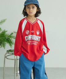 PAIRMANON STREET（ペアマノンストリート）の「【PAIRMANON STREET】ユニフォーム風 ラインリブ入り ラグラン 長袖 Tシャツ（Tシャツ/カットソー・キッズ）」