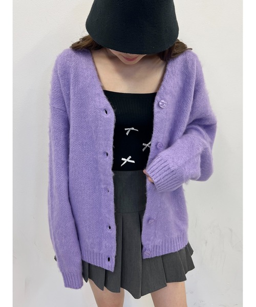 WC（ダブル シー）の「モヘアライクビッグカーディガン（カーディガン/ボレロ・レディース・パープル/ブラック/ピンク/ブルー・FREE）」の20枚目の写真