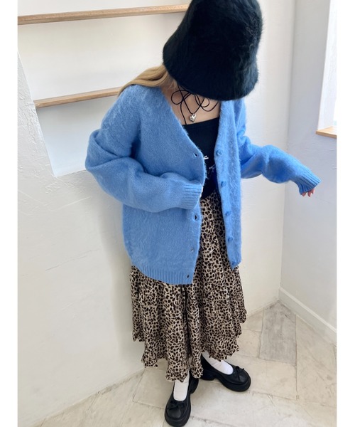 WC（ダブル シー）の「モヘアライクビッグカーディガン（カーディガン/ボレロ・レディース・パープル/ブラック/ピンク/ブルー・FREE）」の10枚目の写真