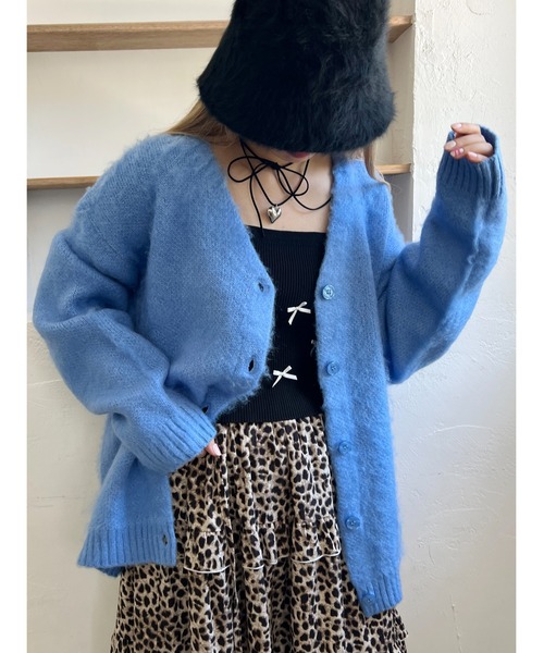 WC（ダブル シー）の「モヘアライクビッグカーディガン（カーディガン/ボレロ・レディース・パープル/ブラック/ピンク/ブルー・FREE）」の11枚目の写真