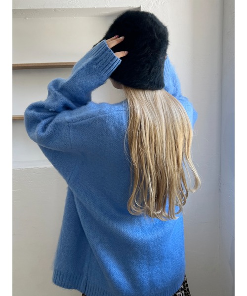 WC（ダブル シー）の「モヘアライクビッグカーディガン（カーディガン/ボレロ・レディース・パープル/ブラック/ピンク/ブルー・FREE）」の18枚目の写真