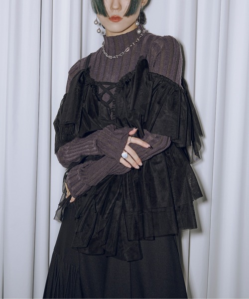 Ezick（エジック）の「Mode switch イレリブハイネックニット（ニット/セーター・レディース・ブラック/チャコールグレー/ピンク/ブルー系その他/マスタード・FREE）」の3枚目の写真