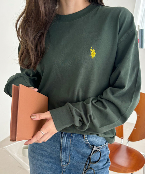 U.S. POLO ASSN.（ユーエスポロアッスン）の「U.S. POLO ASSN.　ユニセックス クルーネック 長袖 ロンT PLM33200（Tシャツ/カットソー・レディース・オフホワイト/ブラック/ネイビー/アイボリー/ダークグリーン/ブルーグレー・M/L/S）」の15枚目の写真