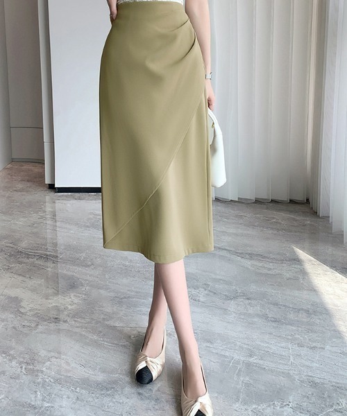 カシュクールラップ風ナロースカート（スカート）｜deux amour（ドゥーザムール）