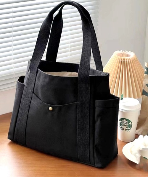 Anuenue(アヌエヌエ)の「4ポケット付きトートバッグ(トートバッグ・レディース・ブラック/ホワイト・FREE)」の2枚目の写真