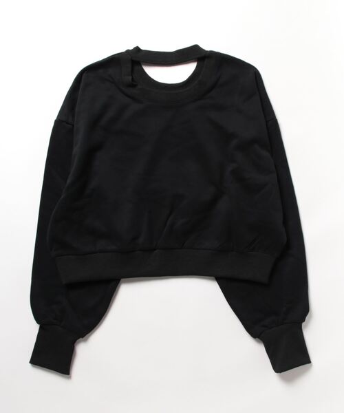 STYLEBLOCK(スタイルブロック)の「裏起毛バックオープンプルオーバー(Tシャツ/カットソー・レディース・ブラック/チャコールグレー/オフホワイト・M)」の4枚目の写真