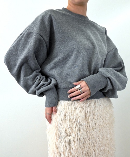 STYLEBLOCK(スタイルブロック)の「裏起毛バックオープンプルオーバー(Tシャツ/カットソー・レディース・ブラック/チャコールグレー/オフホワイト・M)」の6枚目の写真