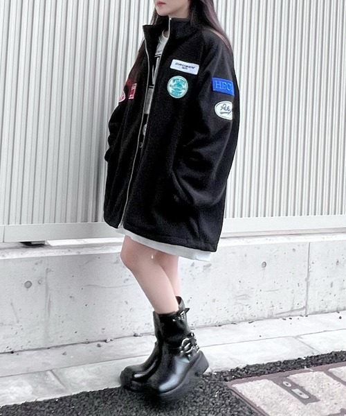 Figments（フィグメンツ）の「ワッペンフリースブルゾン（ブルゾン・レディース・ブラック・MEDIUM/LARGE）」の16枚目の写真