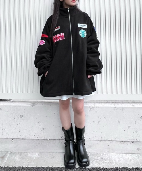 Figments（フィグメンツ）の「ワッペンフリースブルゾン（ブルゾン・レディース・ブラック・MEDIUM/LARGE）」の18枚目の写真