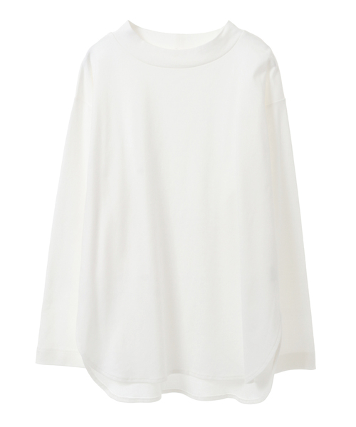 MELROSE claire（メルローズ クレール）の「【程よい厚み安心感のあるコットンスムースプルオーバー】（Tシャツ/カットソー・レディース・グレイッシュベージュ/ブラック/オフホワイト・FREE）」の7枚目の写真