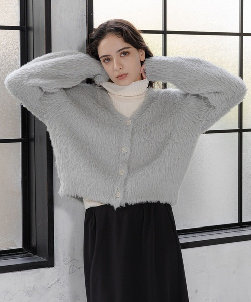 LAKOLE（ラコレ）の「7ゲージシャギーカーディガン / 995790（カーディガン/ボレロ・レディース・オフホワイト/グレー/ライトブルー・SMALL/MEDIUM）」の3枚目の写真