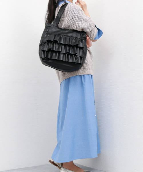 cache cache(カシュ カシュ)の「カシュカシュ cachecache / フリルトートバッグ(トートバッグ・レディース・シルバー/ベージュ/ブラック/ダークグレー/ライトグレー・FREE)」の21枚目の写真