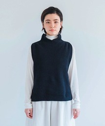 あぜ編みのポロネックベスト