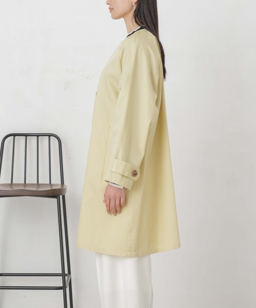 【セール】撥水＆花粉ガード加工ノーカラーAラインコート（ノーカラーコート）｜nano･universe（ナノユニバース）