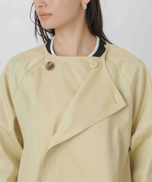 【セール】撥水＆花粉ガード加工ノーカラーAラインコート（ノーカラーコート）｜nano･universe（ナノユニバース）