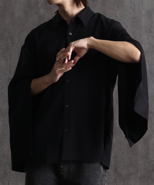 Art re A select（アトリエセレクト）の「シルキースムース 2wayアームスリット ボリュームスリーブ オーバーサイズシャツ（シャツ/ブラウス・メンズ・ホワイト/ブラック・M/L）」の16枚目の写真