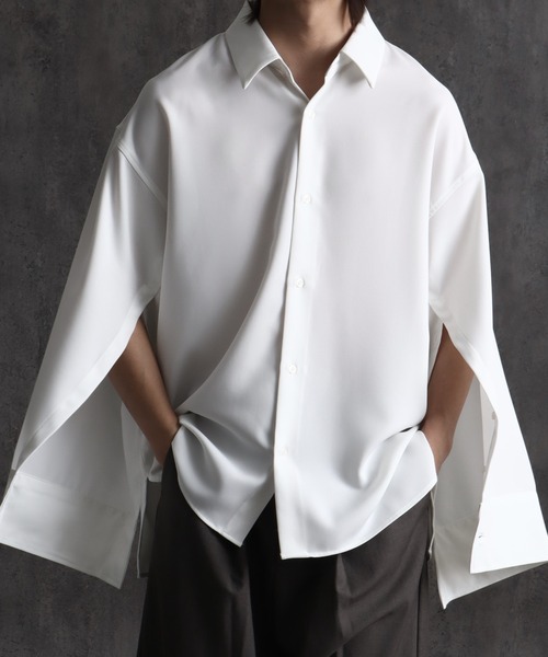 Art re A select（アトリエセレクト）の「シルキースムース 2wayアームスリット ボリュームスリーブ オーバーサイズシャツ（シャツ/ブラウス・メンズ・ホワイト/ブラック・M/L）」の22枚目の写真