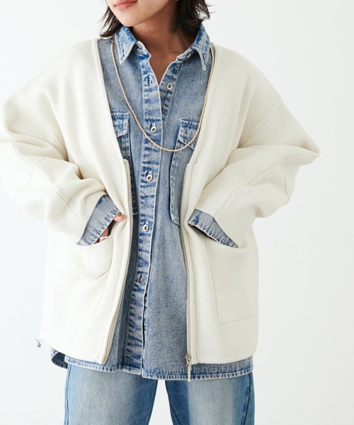 LARUTA（ラルータ）の「【LARUTA】スポンディッシュニットドロストブルゾン（ブルゾン・レディース・ブラック/ライトベージュ/オフホワイト・FREE）」の2枚目の写真