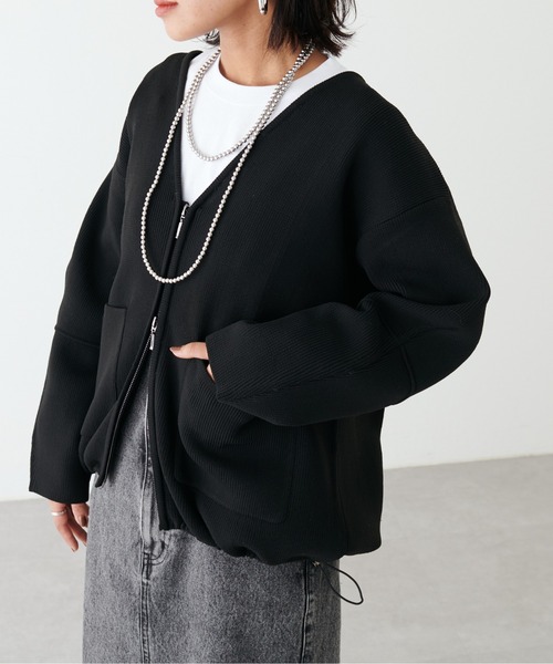 LARUTA（ラルータ）の「【LARUTA】スポンディッシュニットドロストブルゾン（ブルゾン・レディース・ブラック/ライトベージュ/オフホワイト・FREE）」の14枚目の写真