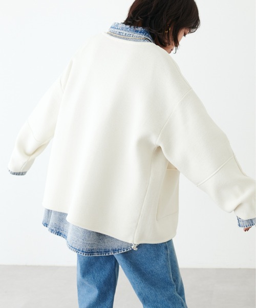 LARUTA（ラルータ）の「【LARUTA】スポンディッシュニットドロストブルゾン（ブルゾン・レディース・ブラック/ライトベージュ/オフホワイト・FREE）」の6枚目の写真