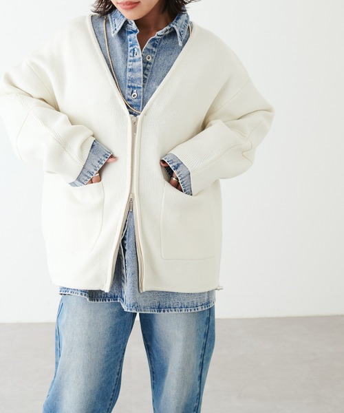 LARUTA（ラルータ）の「【LARUTA】スポンディッシュニットドロストブルゾン（ブルゾン・レディース・ブラック/ライトベージュ/オフホワイト・FREE）」の5枚目の写真