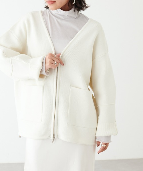 LARUTA（ラルータ）の「【LARUTA】スポンディッシュニットドロストブルゾン（ブルゾン・レディース・ブラック/ライトベージュ/オフホワイト・FREE）」の10枚目の写真