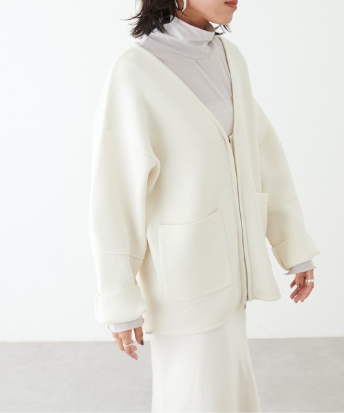 LARUTA（ラルータ）の「【LARUTA】スポンディッシュニットドロストブルゾン（ブルゾン・レディース・ブラック/ライトベージュ/オフホワイト・FREE）」の9枚目の写真