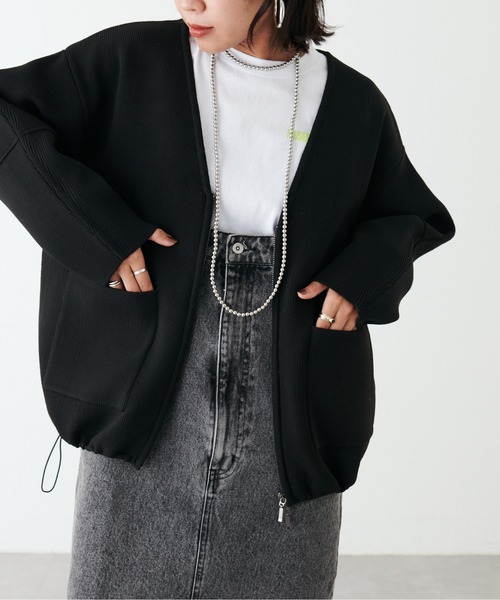 LARUTA（ラルータ）の「【LARUTA】スポンディッシュニットドロストブルゾン（ブルゾン・レディース・ブラック/ライトベージュ/オフホワイト・FREE）」の13枚目の写真