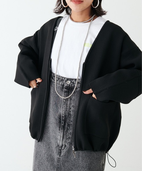 LARUTA（ラルータ）の「【LARUTA】スポンディッシュニットドロストブルゾン（ブルゾン・レディース・ブラック/ライトベージュ/オフホワイト・FREE）」の21枚目の写真